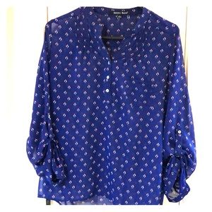 Sheer Navy Dress Blouse